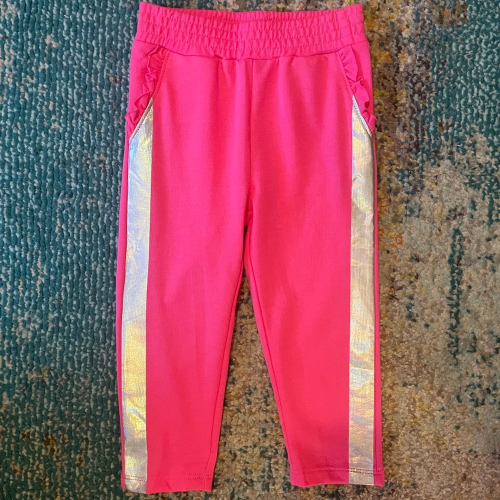 NWOT 2T pink silver metallic stripe pant